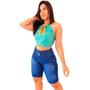 Imagem de Bermudão Feminino Jeans cintura alta bermuda ciclista Jeans Rasgado