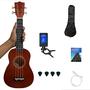 Imagem de Bertô Kit Ukulele 21 Polegadas Com Afinador Capa 4 Palhetas Corda Reserva E Manual
