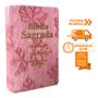 Imagem de Biblia Sagrada Letra Gigante Luxo Popular - Folha Rosa - Com Harpa - Mulher - RC