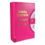 Imagem de Bíblia Sagrada Letra Hipergigante - Pink - Botão e Caneta Revista e Corrigida - 14x21cm