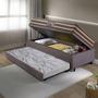 Imagem de Bicama Box Baú 88x188 Suede Cinza com Colchão Ortoline New Dupla Face Anjos
