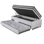 Imagem de Bicama Box Baú 88x188 Tecido em Revestimento Sintético Linho Branco com Colchão Black Graphite Molas Ensacadas Anjos