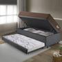 Imagem de Bicama Box Baú com Linho Cinza 96x203 com Colchão Relax Adorabile Molas Ensacadas Ecoflex