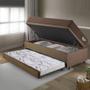 Imagem de Bicama Box Baú com Linho Marrom 120x203 com Colchão Relax Adorabile Molas Ensacadas Ecoflex