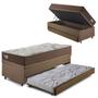Imagem de Bicama Box Baú com Linho Marrom 120x203 com Colchão Relax Adorabile Molas Ensacadas Ecoflex