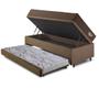 Imagem de Bicama Box Baú com Linho Marrom 120x203 com Colchão Relax Adorabile Molas Ensacadas Ecoflex