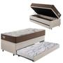 Imagem de Bicama Box Baú com material sintético Linho Areia 88x188 com Colchão Relax Adorabile Molas Ensacadas Ecoflex