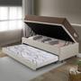 Imagem de Bicama Box Baú com material sintético Linho Areia 88x188 com Colchão Relax Adorabile Molas Ensacadas Ecoflex