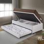 Imagem de Bicama Box Baú com material sintético Linho Branco 88x188 com Colchão Relax Adorabile Molas Ensacadas Ecoflex