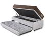 Imagem de Bicama Box Baú com material sintético Linho Branco 88x188 com Colchão Relax Adorabile Molas Ensacadas Ecoflex
