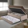 Imagem de Bicama Box Baú com Suede Bege 88x188 com Colchão Relax Adorabile Molas Ensacadas Ecoflex