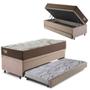 Imagem de Bicama Box Baú com Suede Bege 88x188 com Colchão Relax Adorabile Molas Ensacadas Ecoflex