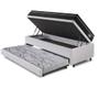 Imagem de Bicama Box Baú material sintético Linho Branco 88x188 com Colchão Gransleep Molas Verticoil Ecoflex