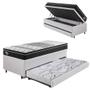Imagem de Bicama Box Baú material sintético Linho Branco 88x188 com Colchão Gransleep Molas Verticoil Ecoflex