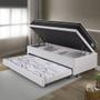 Imagem de Bicama Box Baú material sintético Linho Branco 88x188 com Colchão Gransleep Molas Verticoil Ecoflex