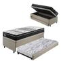Imagem de Bicama Box Baú Solteiro Com Colchão Gransleep Ecoflex Molas Verticoil Linho Bege 88x188