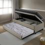 Imagem de Bicama Box Baú Solteiro Com Colchão Gransleep Ecoflex Molas Verticoil Linho Bege 88x188
