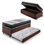 Imagem de Bicama Box Baú Solteiro Com Colchão Gransleep Ecoflex Molas Verticoil Suede Marrom 88x188