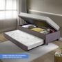 Imagem de Bicama Box Com Baú Solteirão 96x203 com Colchão Auxiliar Suede Cinza