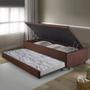 Imagem de Bicama Box com Baú Solteiro 88x188 com Colchão Auxiliar Suede Marrom