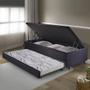 Imagem de Bicama Box com Baú Solteiro 88x188 com Colchão Auxiliar Suede Preto