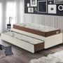 Imagem de Bicama Box Solteiro 103x208 material sintético Linho Areia com 2 Colchões Relax Adorabile Molas Ensacadas Ecoflex