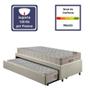 Imagem de Bicama Box Solteiro Linho Bege 88x188 com Colchão Airtech Molas Ensacadas Ortobom
