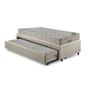 Imagem de Bicama Box Solteiro Linho Bege 88x188 com Colchão Airtech Molas Ensacadas Ortobom