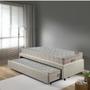 Imagem de Bicama Box Solteiro Linho Bege 88x188 com Colchão Airtech Molas Ensacadas Ortobom