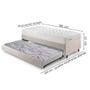 Imagem de Bicama Box Solteiro Linho Bege 88x188x28 cm com Colchão Ecoline D33 Espuma e Colchão Auxiliar Ecoflex