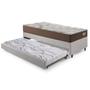 Imagem de Bicama Box Solteiro material sintético Linho Cinza 88x188x28 cm com Colchão Relax Adorabile Molas Ensacadas e Colchão Auxiliar Ecoflex
