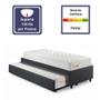 Imagem de Bicama Box Solteiro Tecido Linho Cinza 88x188 com Dois Colchões Molas Ensacadas Ecoline D33 Ecoflex