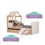 Imagem de Bicama Infantil Garden com Telhado Plus e Kit Escadinha Natural/Branco - Casatema