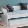 Imagem de Bicama Solteiro Duo com Cama Auxiliar em Mdf Premium Branco com 2 Colchões