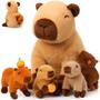 Imagem de Bichos de pelúcia PullCrease Capybara Mommy com 4 bebês de 40 cm