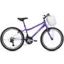 Imagem de Bicicleta aro 24 com 21 marchas freio V-Brake roxo e prata com cesta - WINDY - Houston