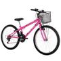 Imagem de Bicicleta Aro 24 Mormaii 18v Safira V-Brake Com Cesta Rosa