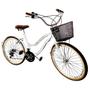 Imagem de Bicicleta aro 26 com 18 Marchas adulto cesta branco