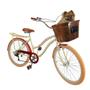 Imagem de Bicicleta aro 26 com bagageiro cesta reforçada 6v Bege