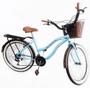 Imagem de Bicicleta Aro 26 Urbana Retrô Com Cesta De Vime 18v Azul BB