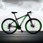Imagem de Bicicleta Aro 29 Quadro 17 Freio a Disco Mecânico 21 Marchas Alumínio Preto Verde - Dropp