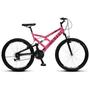 Imagem de bicicleta colli bike gps aro26 21 marchas-dupla suspensao freio v-brake masc rosa neon