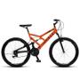 Imagem de Bicicleta Colli Gps Aro 26 Aero 21 Marchas 36 Raias V-Brake Bike Dupla Suspenção Laranja Neon Preto