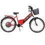 Imagem de Bicicleta Elétrica com Bateria de Lítio 48V 13Ah Confort Vermelho Cereja com Cestinha