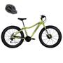 Imagem de Bicicleta Fat Bike Pneu Largo Aro 26 21V Shimano Verde Oliva com Capacete