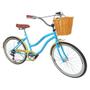 Imagem de Bicicleta Feminina Aro 26 Adulto Retrô Cesta Vime Azul BB