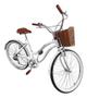 Imagem de Bicicleta Feminina Aro 26 Retrô 6v Com Cestinha Branco