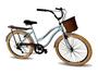 Imagem de Bicicleta feminina aro 26 retrô cesta vime 6v azul bb claro