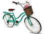 Imagem de Bicicleta feminina aro 26 retrô com cesta tipo vime 6v verde