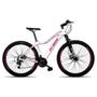 Imagem de Bicicleta Feminina Sunny Aro 29 Suspensão Quadro 15 Freio a Disco 21v Alumínio Branco Rosa - KSW